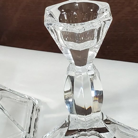 Michael C Fina 24% Lead Crystal Candlestick Holders set 4" made in USA - Picture 9 of 12